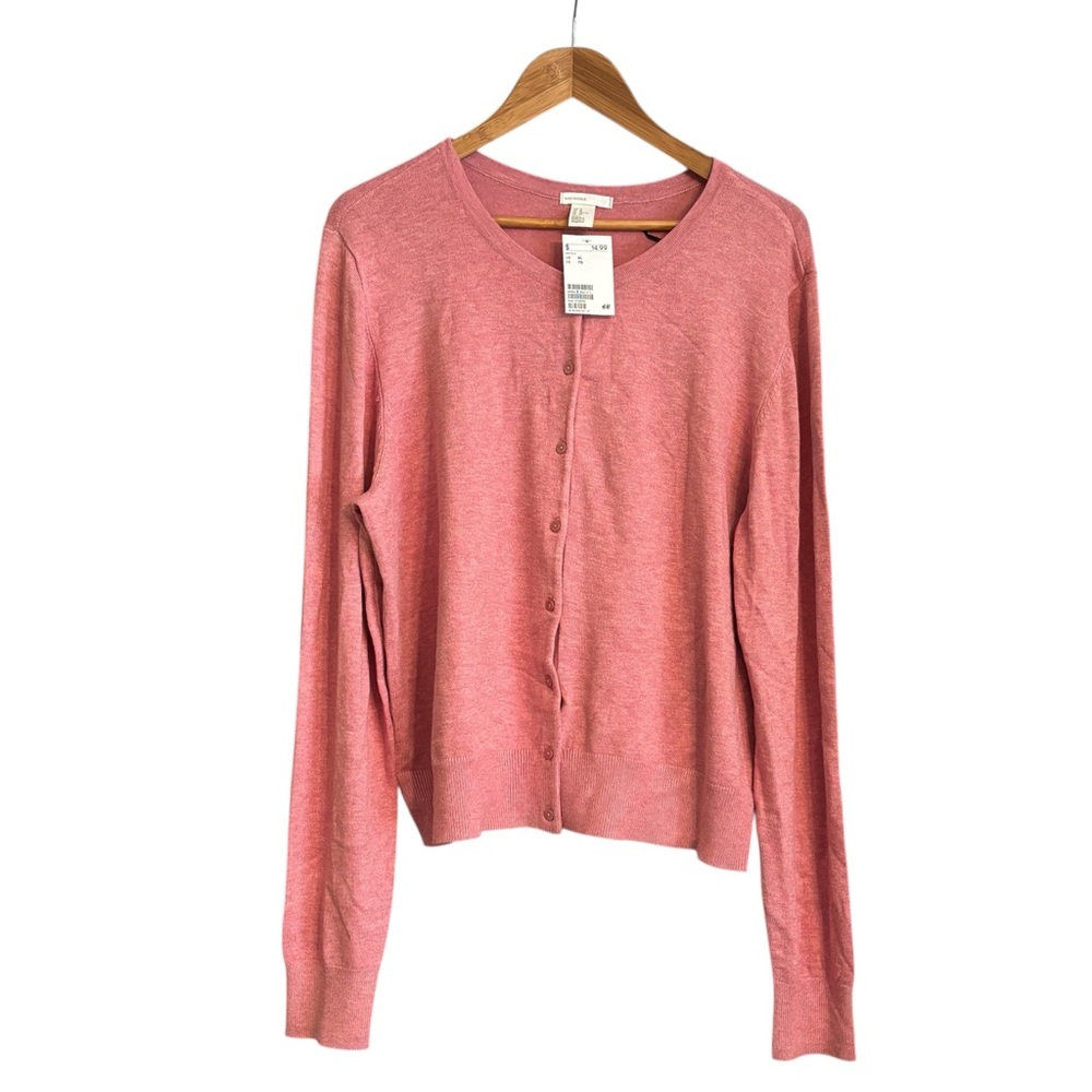 H&M Women's XL Cardigan Sweater Salmon Color Button Front NWT